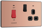 BG Evolve Polished Copper 45A double pole, with switched socket and indicators - PCDCP70B-01