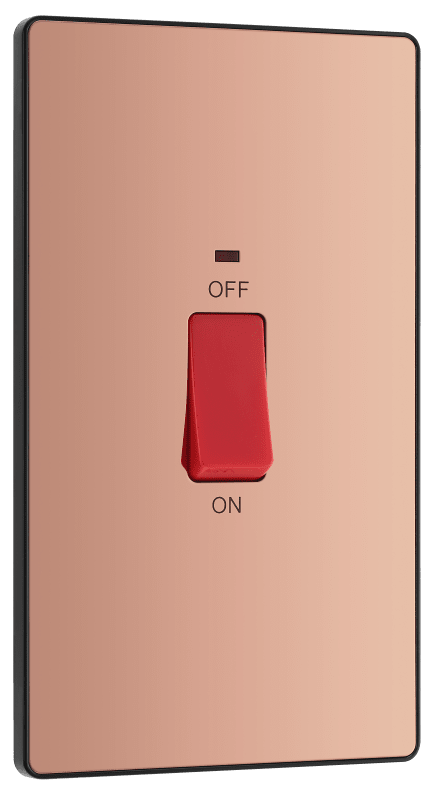 BG Evolve Polished Copper 45A, double pole, large plate, with indicator - PCDCP72B-01
