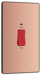 BG Evolve Polished Copper 45A, double pole, large plate, with indicator - PCDCP72B-01