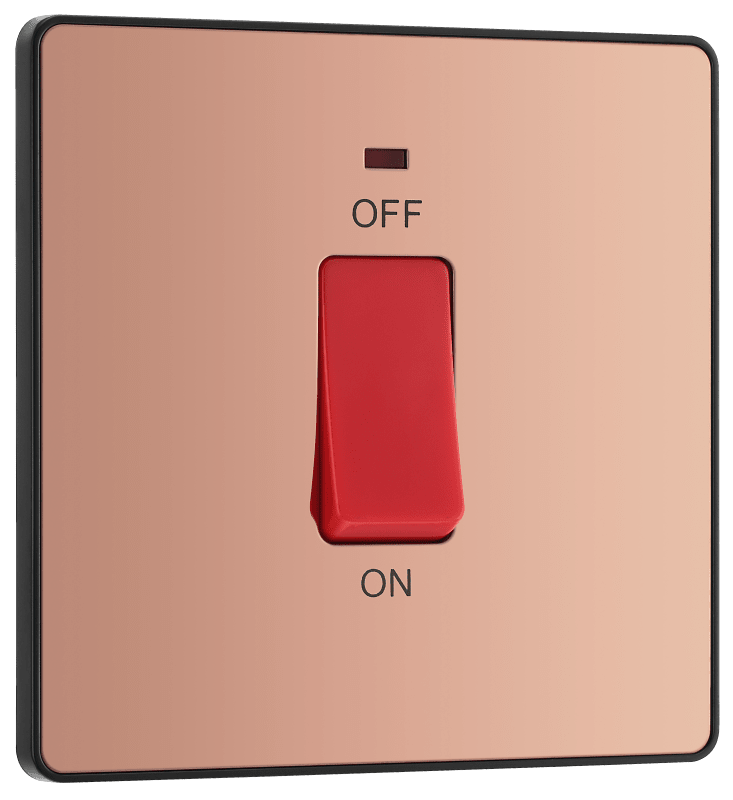 BG Evolve Polished Copper 45A, double pole, single plate, with indicator - PCDCP74B-01