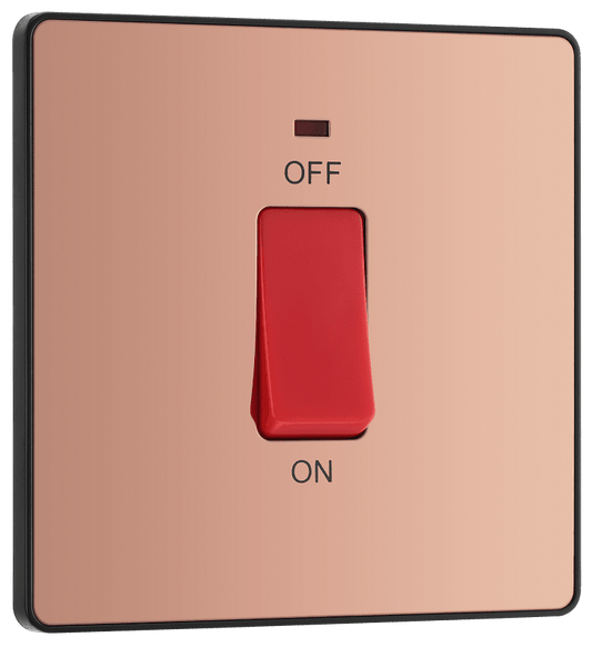 BG Evolve Polished Copper 45A, double pole, single plate, with indicator - PCDCP74B-01