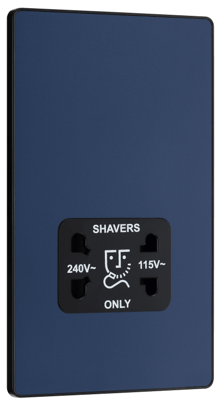 BG Evolve Matt Blue 115/240V dual voltage shaver socket - PCDDB20B-01