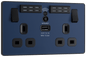 BG Evolve Matt Blue Double, switched, single pole, WiFi Extender + USB A - PCDDB22UWRB-01