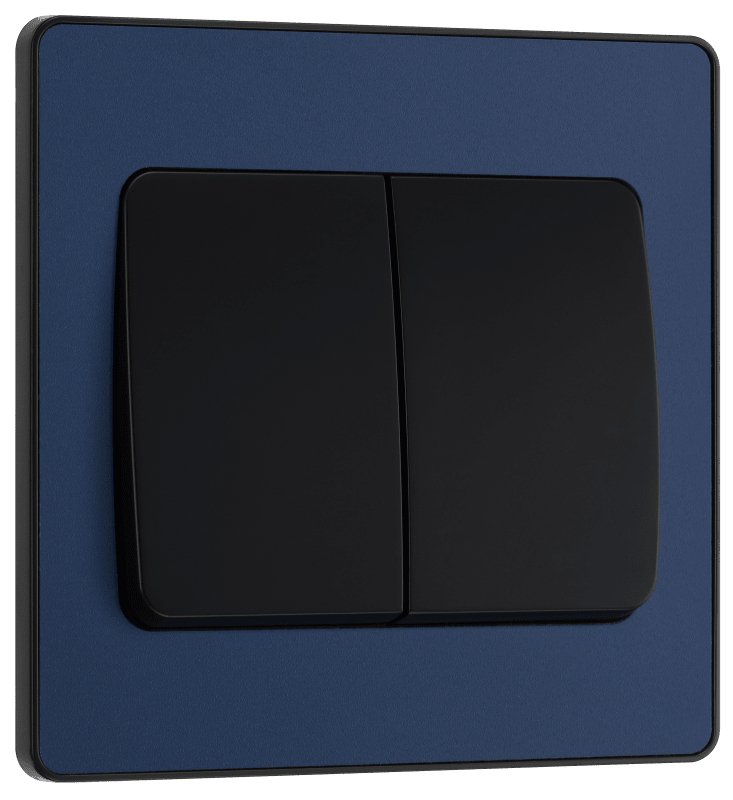 BG Evolve Matt Blue Double, 2 way switch, wide rocker - PCDDB42WB-01