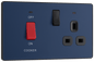 BG Evolve Matt Blue 45A double pole, with switched socket and indicators - PCDDB70B-01