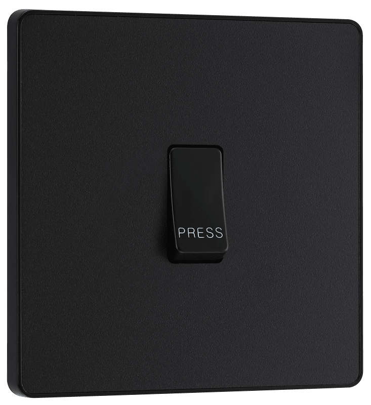 BG Evolve Matt Black Single, bell push switch - PCDMB14B-01