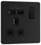 BG Evolve Matt Black Single, switched, single pole, with 1 x USB A + 1 x USB C - PCDMB21UAC18B-01