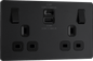 BG Evolve Matt Black Double switched single pole, with USB A + C (22W) - PCDMB22UAC22B-01