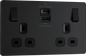 BG Evolve Matt Black Double switched single pole, with USB A + C (45W) - PCDMB22UAC45B-01