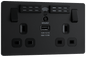 BG Evolve Matt Black Double, switched, single pole, WiFi Extender + USB A - PCDMB22UWRB-01
