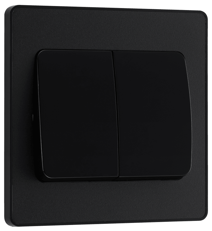 BG Evolve Matt Black Double, 2 way switch, wide rocker - PCDMB42WB-01