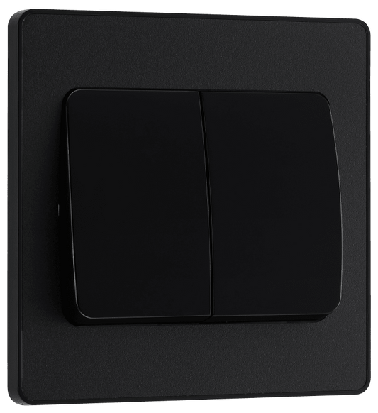 BG Evolve Matt Black Double, 2 way switch, wide rocker - PCDMB42WB-01