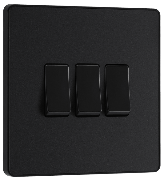 BG Evolve Matt Black Triple, 2 way switch - PCDMB43B-01
