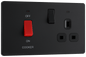 BG Evolve Matt Black 45A double pole, with switched socket and indicators - PCDMB70B-01