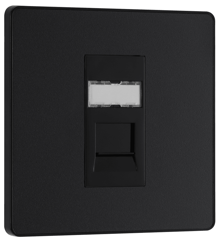 BG Evolve Matt Black Single, RJ45 telephone socket - PCDMBRJ451B-01