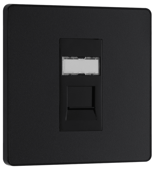 BG Evolve Matt Black Single, RJ45 telephone socket - PCDMBRJ451B-01