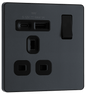 BG Evolve Matt Grey Single, switched, single pole, with 1 x USB A + 1 x USB C - PCDMG21UAC18B-01