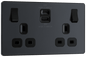 BG Evolve Matt Grey Double switched single pole, with USB A + C (45W) - PCDMG22UAC45B-01