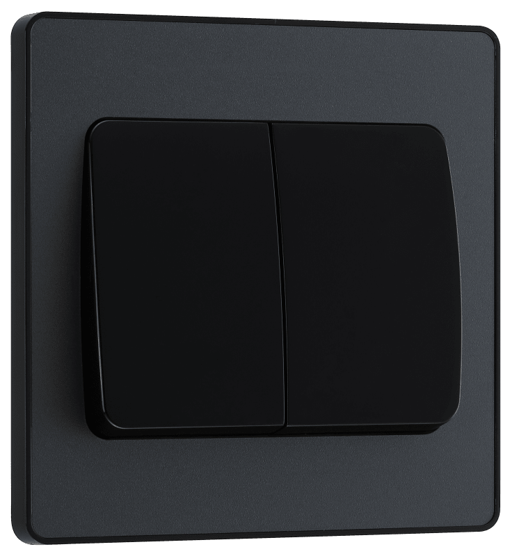 BG Evolve Matt Grey Double, 2 way switch, wide rocker - PCDMG42WB-01