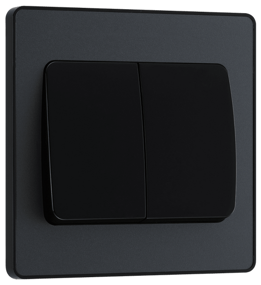 BG Evolve Matt Grey Double, 2 way switch, wide rocker - PCDMG42WB-01
