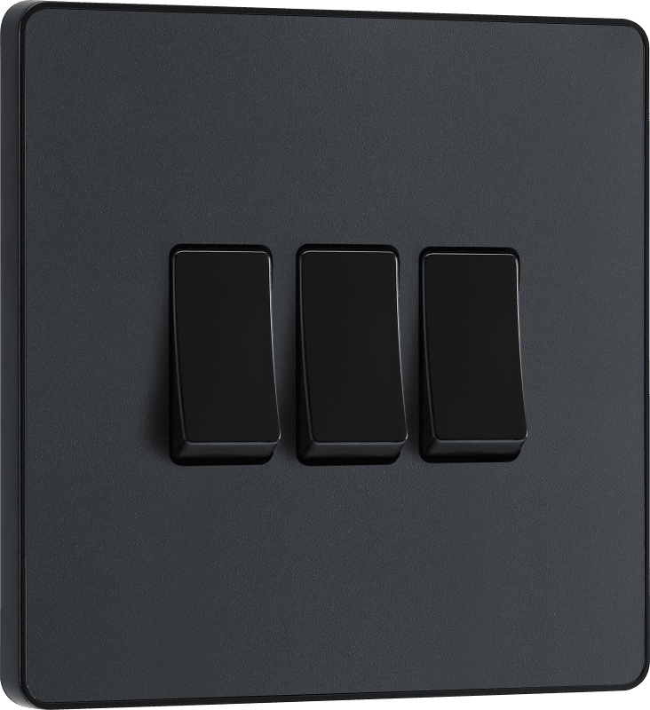 BG Evolve Matt Grey Triple, 2 way switch - PCDMG43B-01