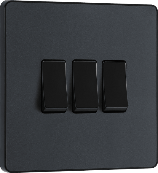 BG Evolve Matt Grey Triple, 2 way switch - PCDMG43B-01