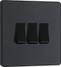 BG Evolve Matt Grey Triple, 2 way switch - PCDMG43B-01