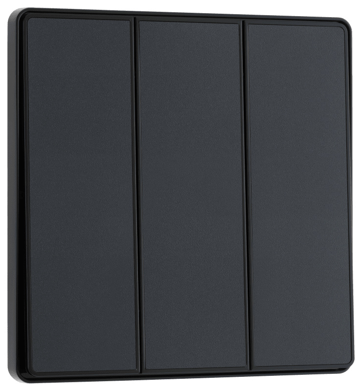 BG Evolve Matt Grey Triple, 2 way switch, edge rocker - PCDMG43EB-01