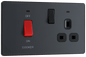 BG Evolve Matt Grey 45A double pole, with switched socket and indicators - PCDMG70B-01