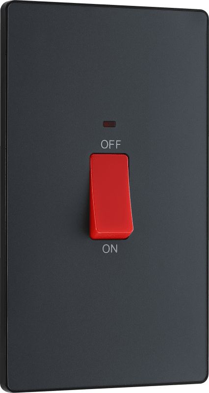 BG Evolve Matt Grey 45A, double pole, large plate, with indicator - PCDMG72B-01