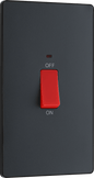 BG Evolve Matt Grey 45A, double pole, large plate, with indicator - PCDMG72B-01