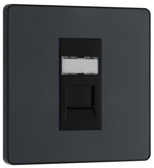 BG Evolve Matt Grey Single, RJ45 telephone socket - PCDMGRJ451B-01
