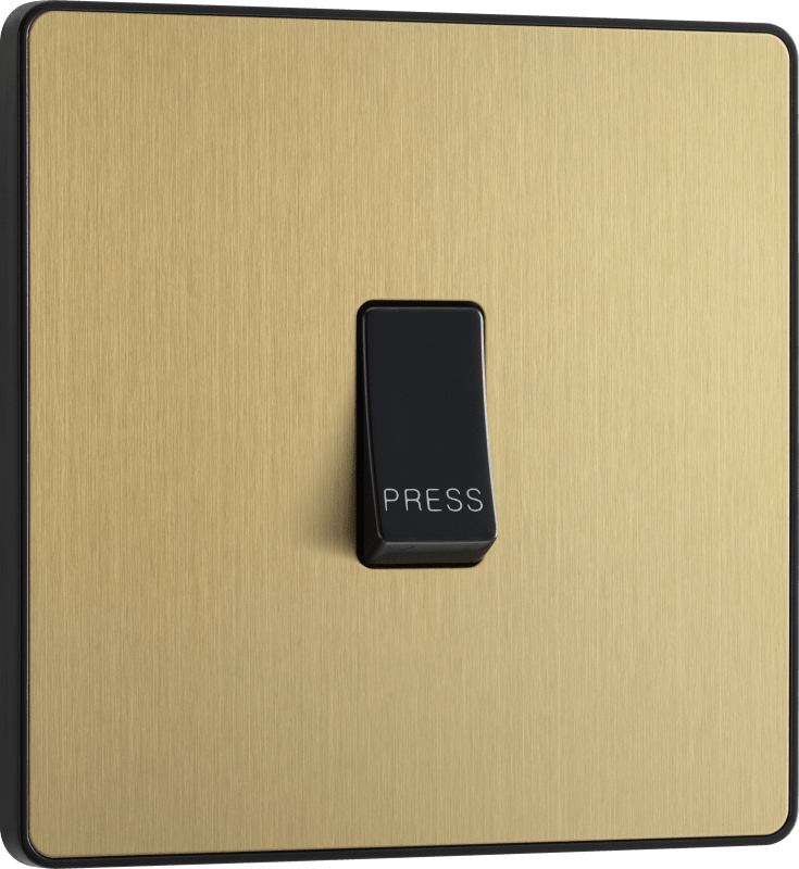 BG Evolve Satin Brass Single, bell push switch - PCDSB14B-01