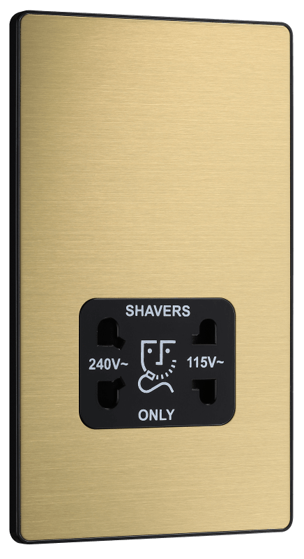BG Evolve Satin Brass 115/240V dual voltage shaver socket - PCDSB20B-01