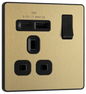 BG Evolve Satin Brass Single, switched, single pole, with 1 x USB A + 1 x USB C - PCDSB21UAC18B-01