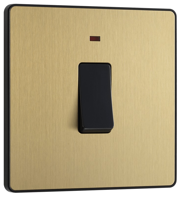 BG Evolve Satin Brass 20A, double pole, with indicator - PCDSB31B-01