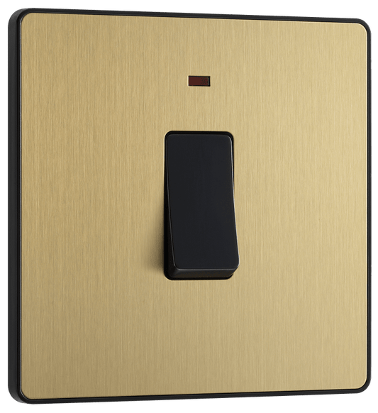 BG Evolve Satin Brass 20A, double pole, with indicator - PCDSB31B-01