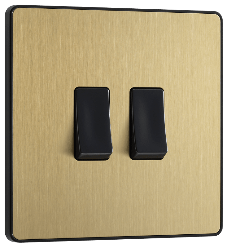 BG Evolve Satin Brass Double, 2 way switch - PCDSB42B-01