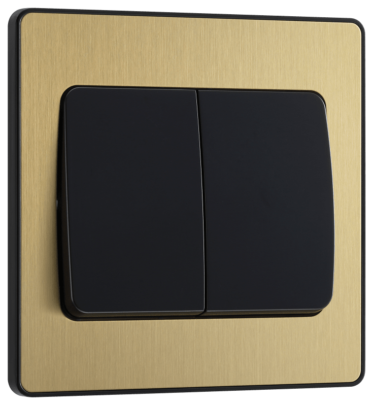 BG Evolve Satin Brass Double, 2 way switch, wide rocker - PCDSB42WB-01