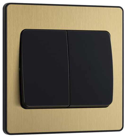 BG Evolve Satin Brass Double, 2 way switch, wide rocker - PCDSB42WB-01