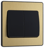BG Evolve Satin Brass Double, 2 way switch, wide rocker - PCDSB42WB-01