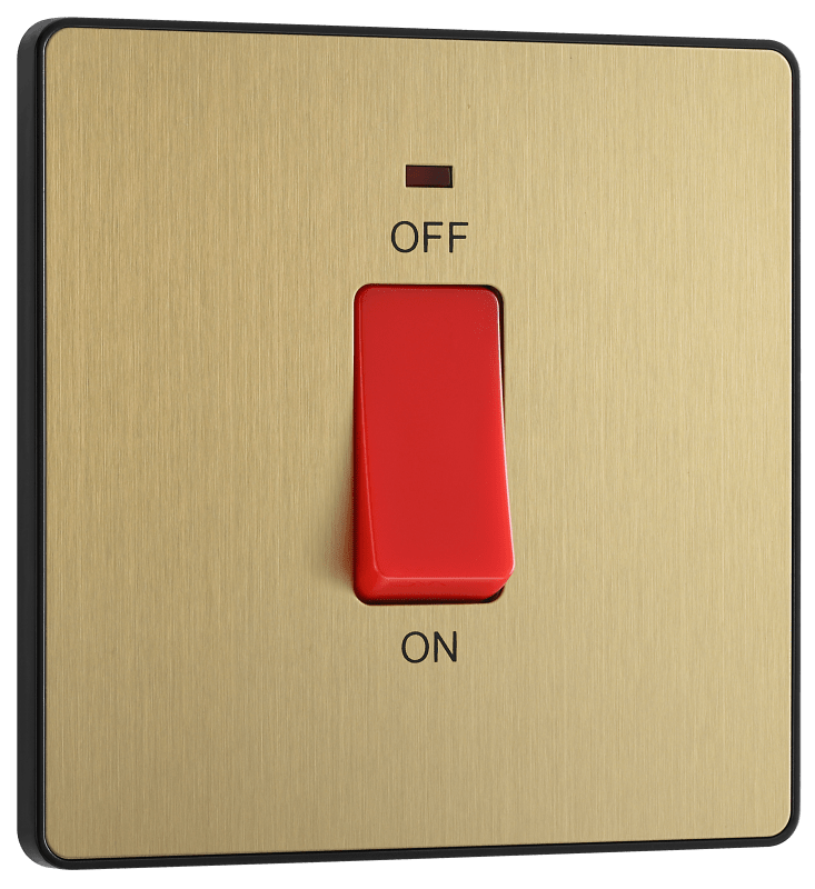 BG Evolve Satin Brass 45A, double pole, single plate, with indicator - PCDSB74B-01