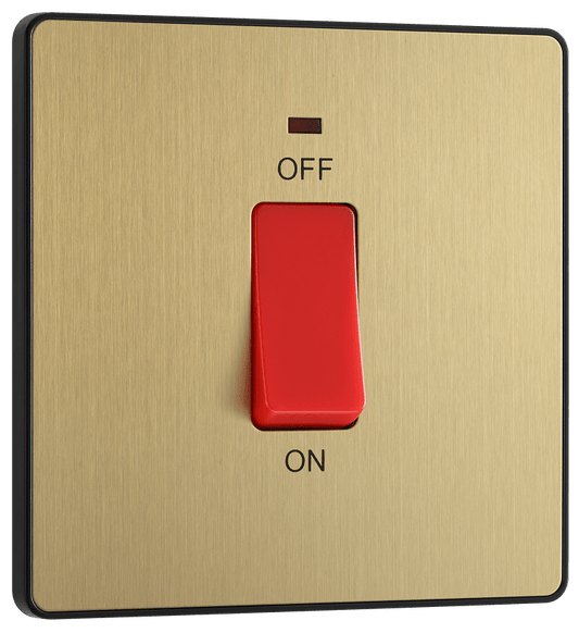 BG Evolve Satin Brass 45A, double pole, single plate, with indicator - PCDSB74B-01