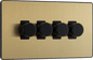 BG Evolve Satin Brass Quadruple, 2 way push 200W - PCDSB84B-01