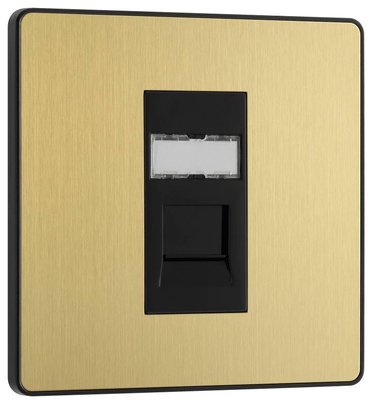 BG Evolve Satin Brass Single, RJ45 telephone socket - PCDSBRJ451B-01