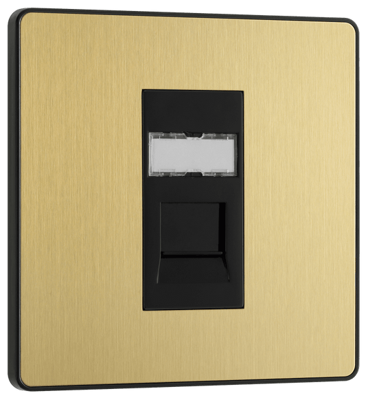 BG Evolve Satin Brass Single, RJ45 telephone socket - PCDSBRJ451B-01