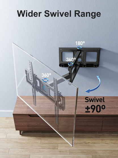 PERLESMITH TV Wall Bracket for 26-60 inch TVs, Swivel Tilt TV Bracket with Tool-free Tilt Adjustment and Spirit Level, TV Wall Mount Supports up to 40kg, Max VESA 400x400mm