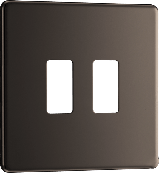 BG Nexus Screwless Flatplate Black Nickel 2 module, square - RFBN2-01