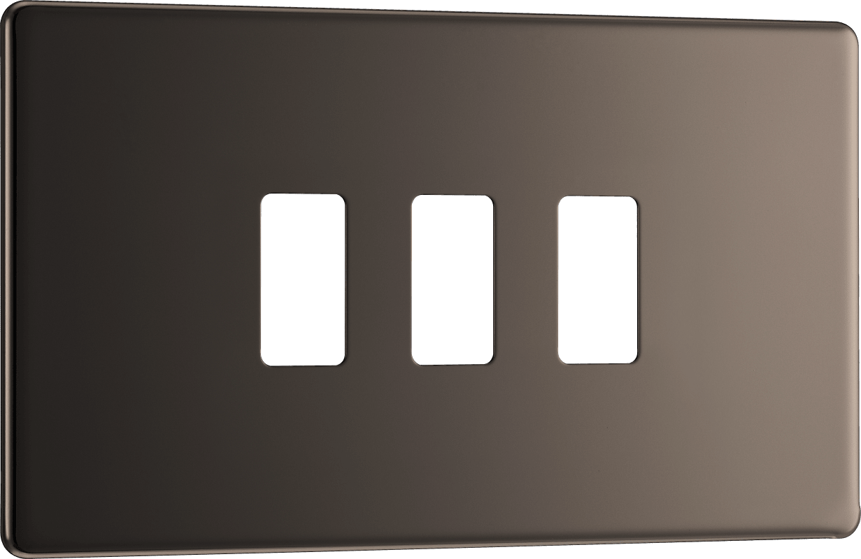 BG Nexus Screwless Flatplate Black Nickel 3 module, rectangular - RFBN3-01