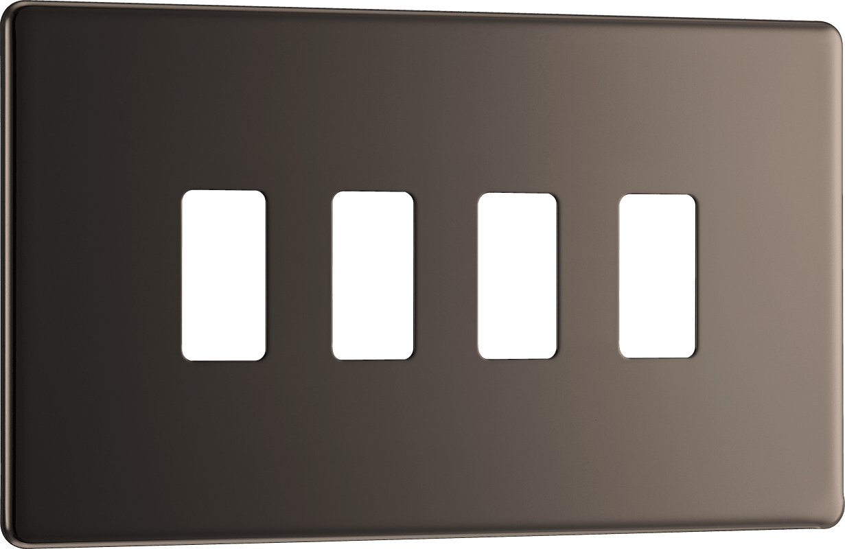 BG Nexus Screwless Flatplate Black Nickel 4 module, rectangular - RFBN4-01